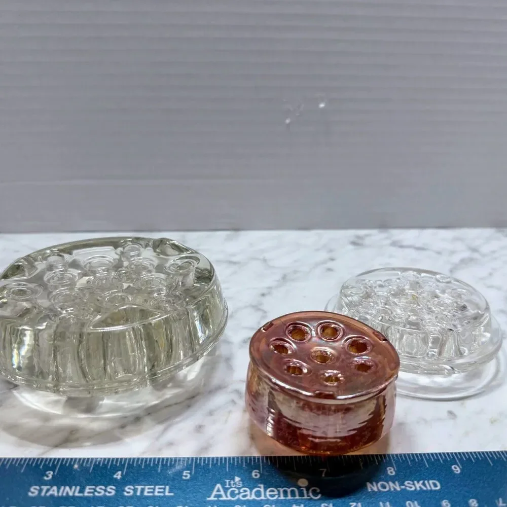 Vintage Glass Flower Frog Lot of 3 - Includes Westmoreland Marigold No. 1850